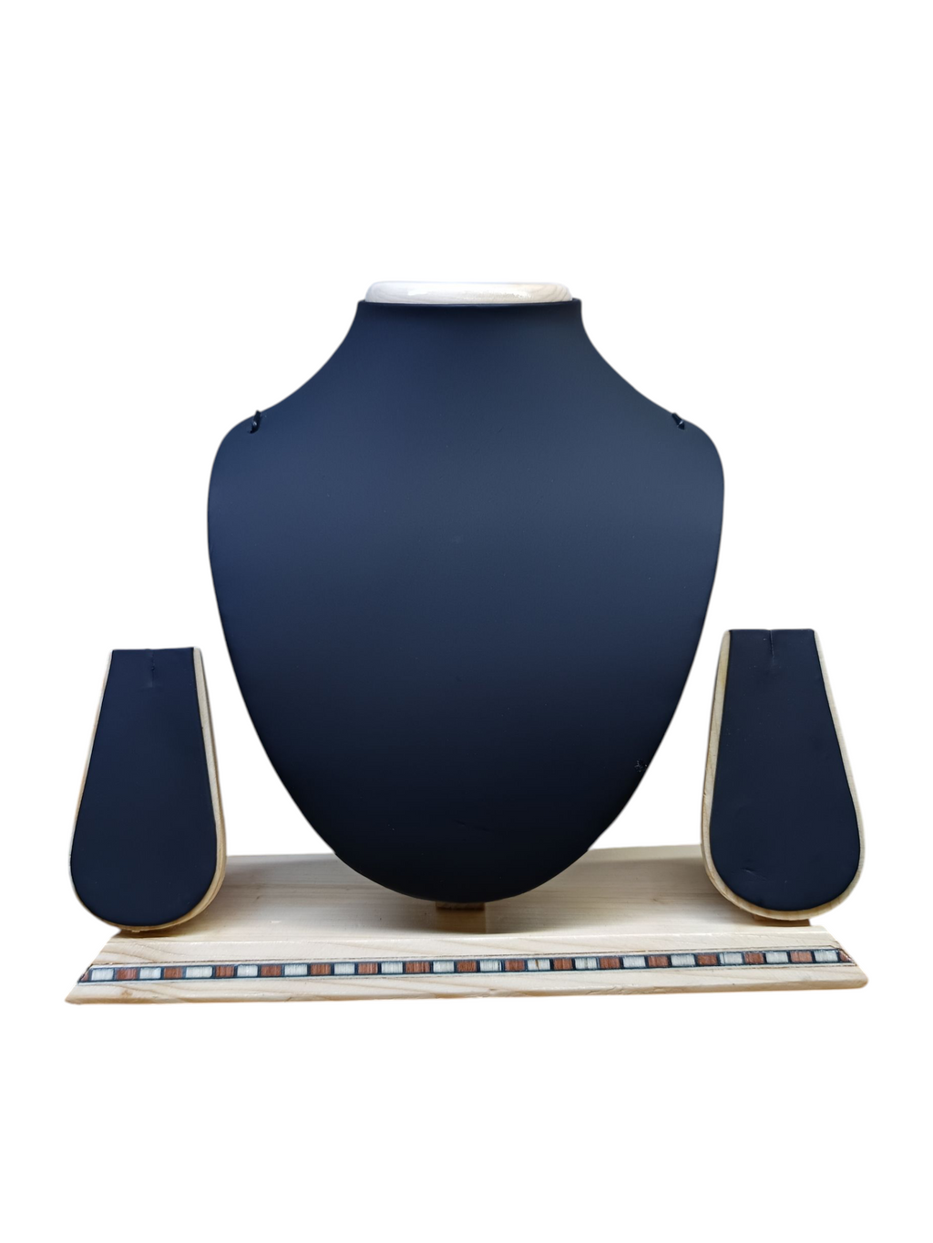 9 inch wooden finish necklace display stand black rexine