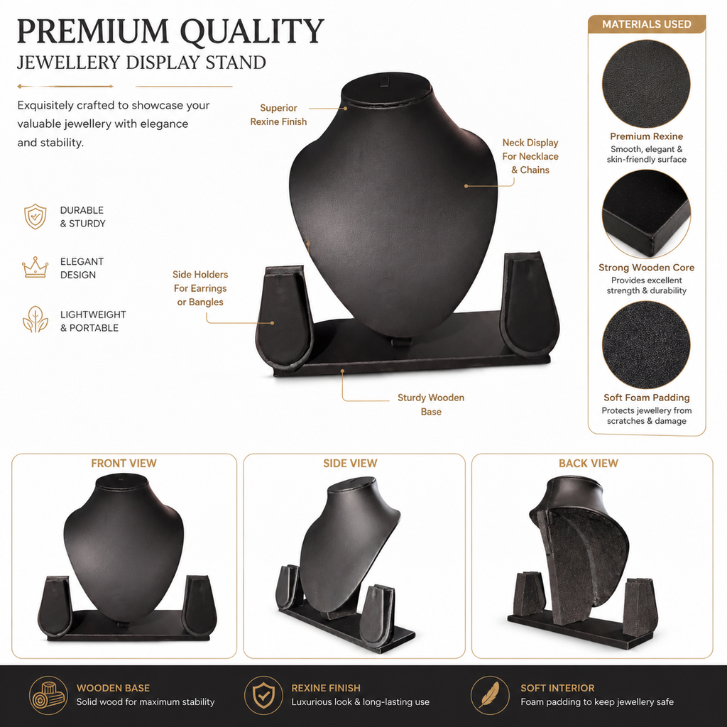 Black rexine necklace stand