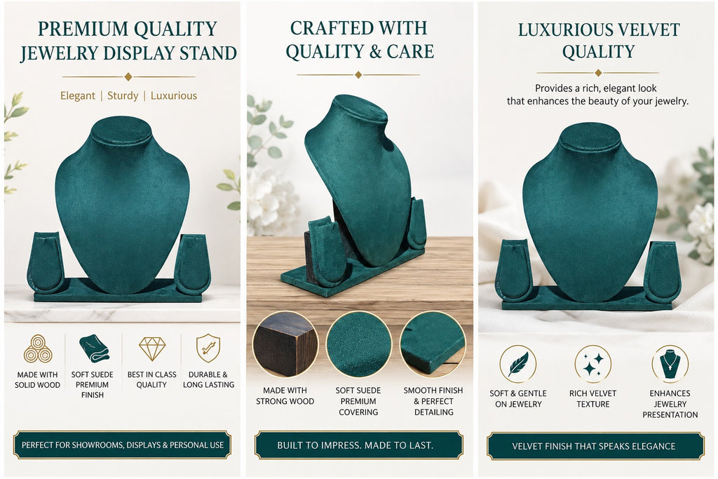 8-Inch Green Suede Necklace Stand